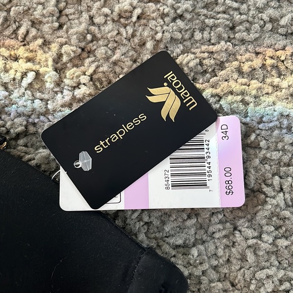 NWT Wacoal Black 34D Strapless Bra Wire Free Adjustable Straps Halter Regular - Picture 2 of 10